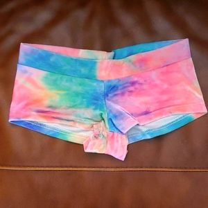 IHeartRaves low rise, tie dye, velvet rave/festival booty shorts
